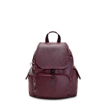 Burgundy Kipling City Pack Mini Metallic Backpacks | 169347BDE