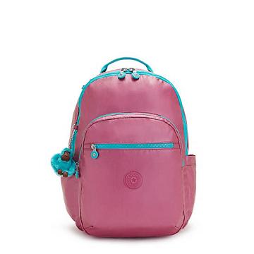 Pink Metal Kipling Seoul Large Metallic 15" Backpacks | 039768PLY