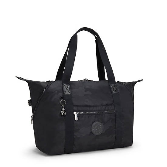 Black Camo Kipling Art Medium Iconic Tote Bags | 317896JAM