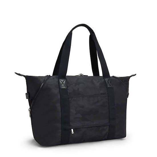 Black Camo Kipling Art Medium Iconic Tote Bags | 317896JAM