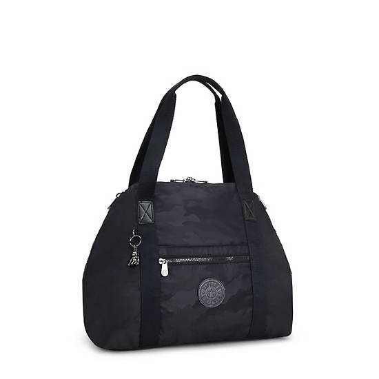 Black Camo Kipling Art Medium Iconic Tote Bags | 317896JAM