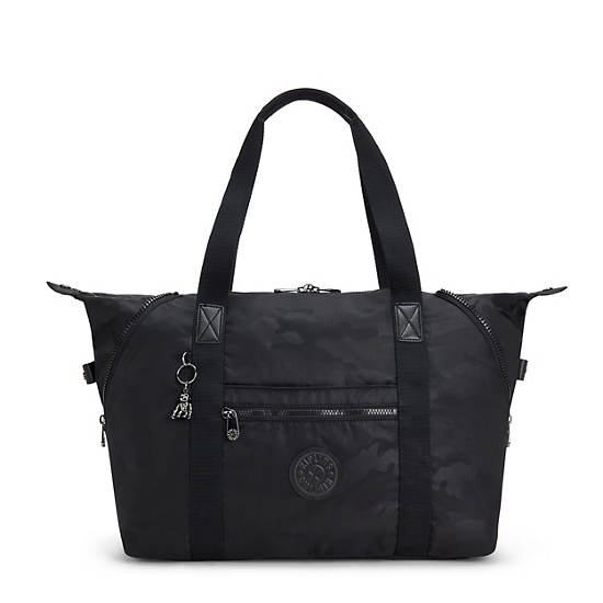 Black Camo Kipling Art Medium Iconic Tote Bags | 317896JAM