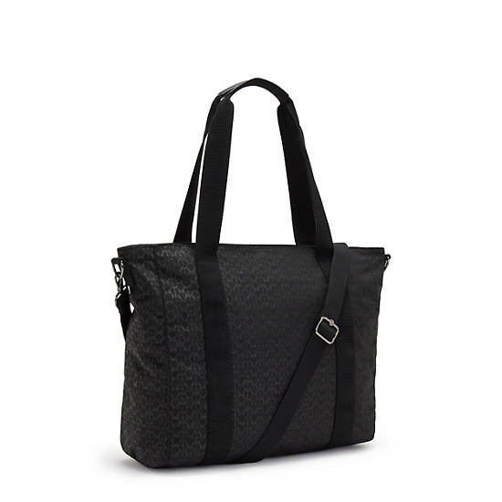 Black Kipling Asseni Classic Printed Tote Bags | 462178IJT