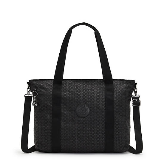 Black Kipling Asseni Classic Printed Tote Bags | 462178IJT