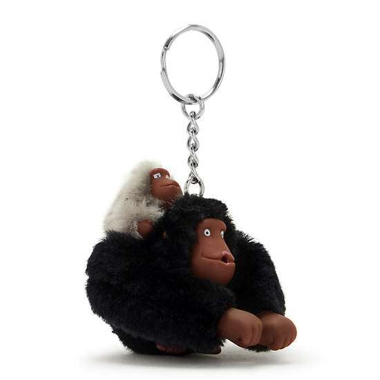 Black Kipling Mom And Baby Fashion Sven Monkey Keychain Accessories | 082143KBL