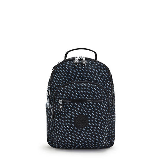 Black Kipling Seoul Small Printed Tablet Backpacks | 103792DNU