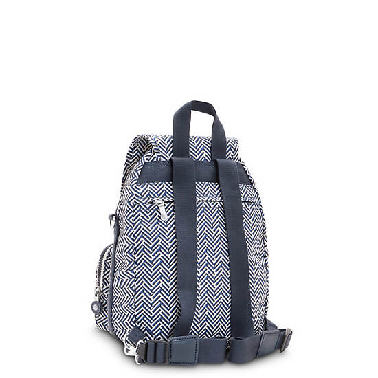 Black White Kipling Firefly Up Printed Convertible Backpacks | 431092NAS