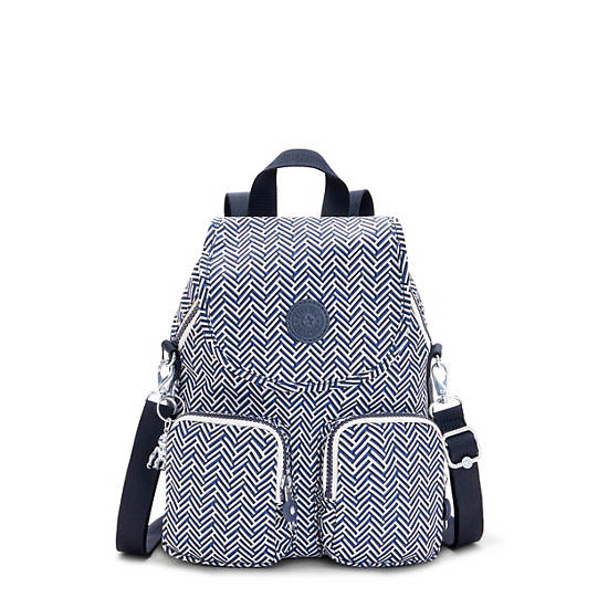 Black White Kipling Firefly Up Printed Convertible Backpacks | 431092NAS