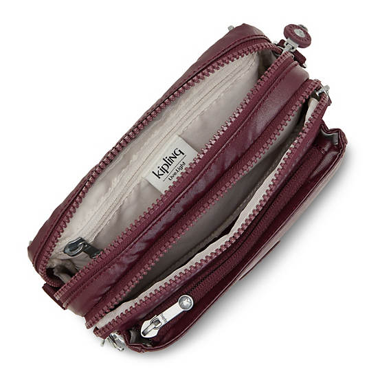 Burgundy Kipling Abanu Multi Metallic Convertible Crossbody Bags | 314528YJP