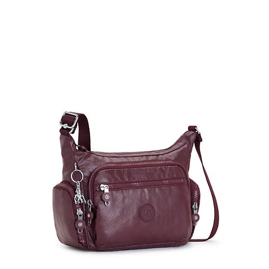 Burgundy Kipling Gabbie Small Metallic Crossbody Bags | 756432ZPY