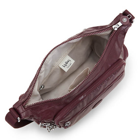 Burgundy Kipling Gabbie Small Metallic Crossbody Bags | 756432ZPY