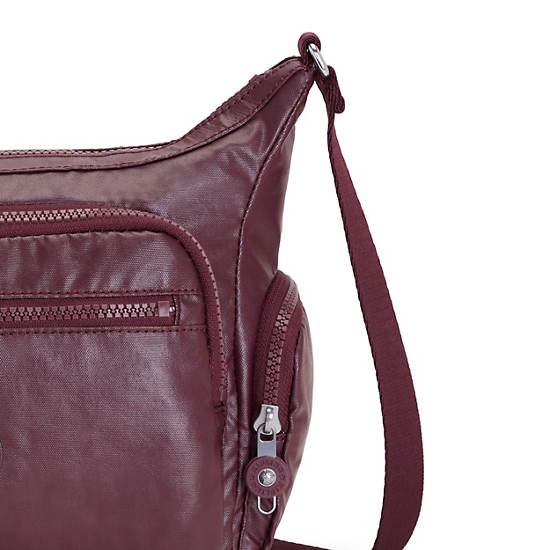 Burgundy Kipling Gabbie Small Metallic Crossbody Bags | 756432ZPY