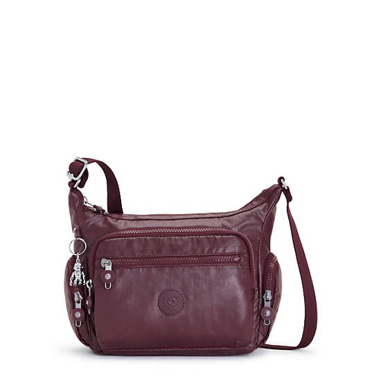 Burgundy Kipling Gabbie Small Metallic Crossbody Bags | 756432ZPY