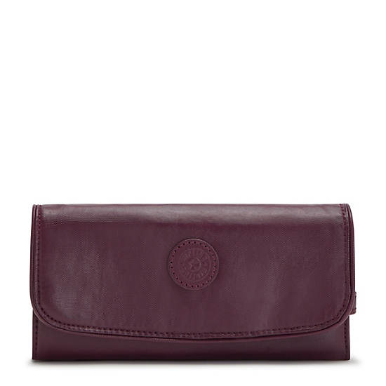 Burgundy Kipling Money Land Metallic Snap Wallets | 065924NDI