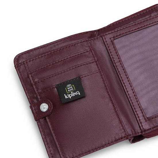 Burgundy Kipling Money Love Metallic Small Wallets | 059126EJN