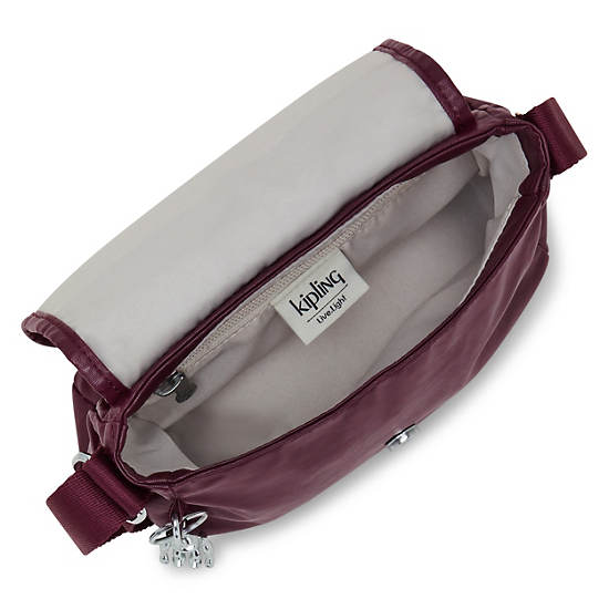 Burgundy Kipling Sabian Metallic Crossbody Mini Bag | 982701FPE