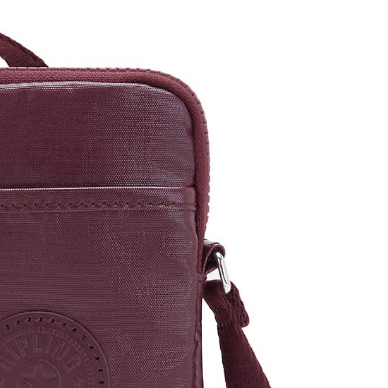 Burgundy Kipling Tally Metallic Crossbody Phone Bag | 934786JDC