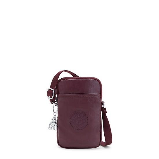 Burgundy Kipling Tally Metallic Crossbody Phone Bag | 934786JDC