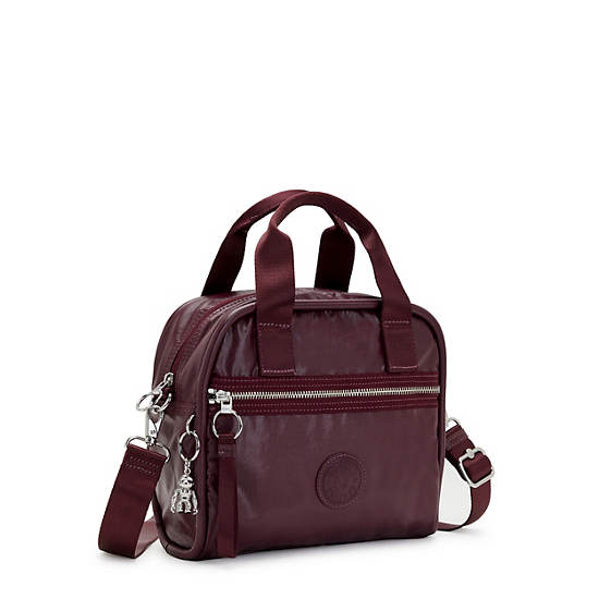 Burgundy Metal Kipling Hadya Metallic Shoulder Bags | 703546MQU