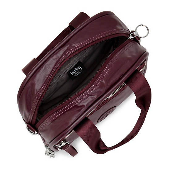 Burgundy Metal Kipling Hadya Metallic Shoulder Bags | 703546MQU