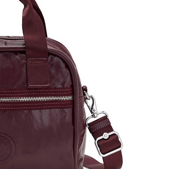 Burgundy Metal Kipling Hadya Metallic Shoulder Bags | 703546MQU