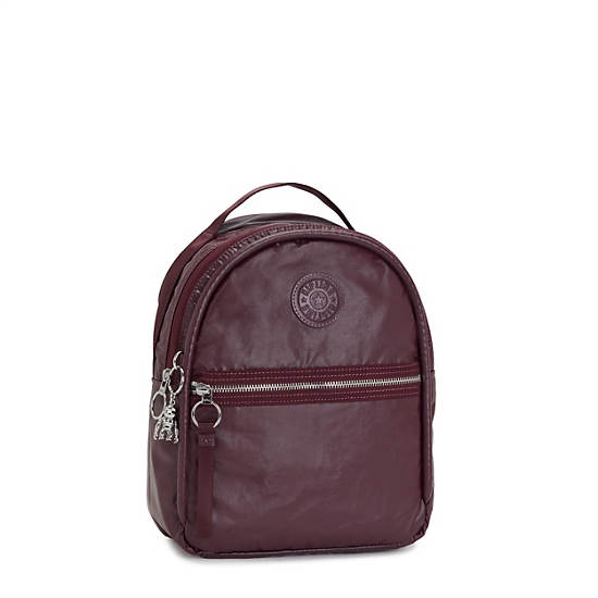 Burgundy Metal Kipling Kae Classic Metallic Backpacks | 980712MHT