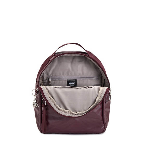 Burgundy Metal Kipling Kae Classic Metallic Backpacks | 980712MHT