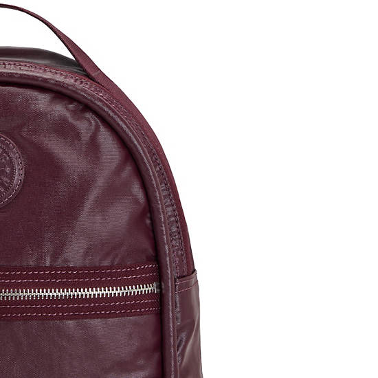 Burgundy Metal Kipling Kae Classic Metallic Backpacks | 980712MHT