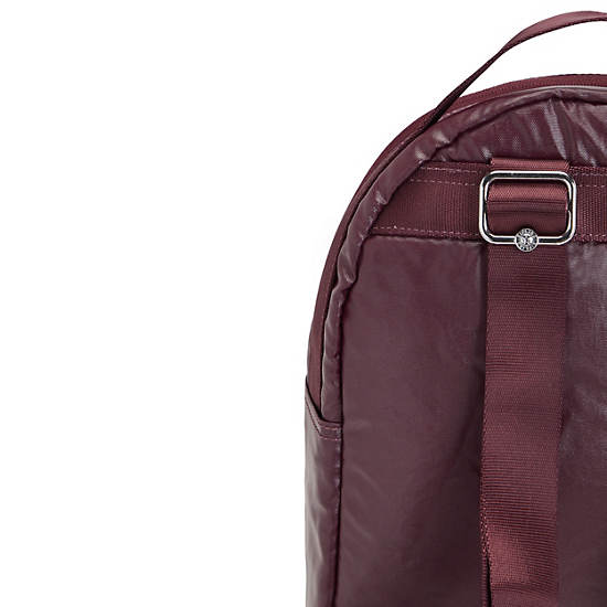 Burgundy Metal Kipling Kae Classic Metallic Backpacks | 980712MHT