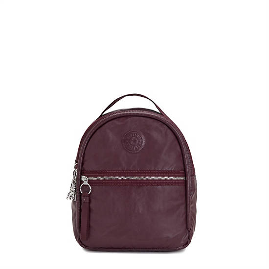 Burgundy Metal Kipling Kae Classic Metallic Backpacks | 980712MHT