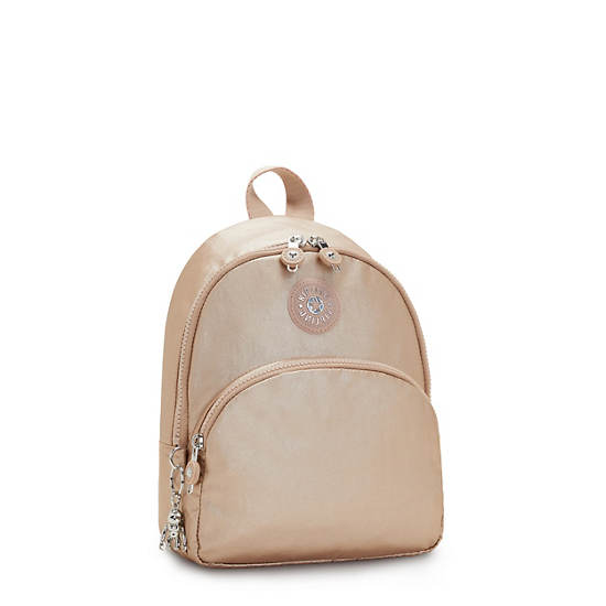 Gold Metal Kipling Paola Small Metallic Backpacks | 283907JMG