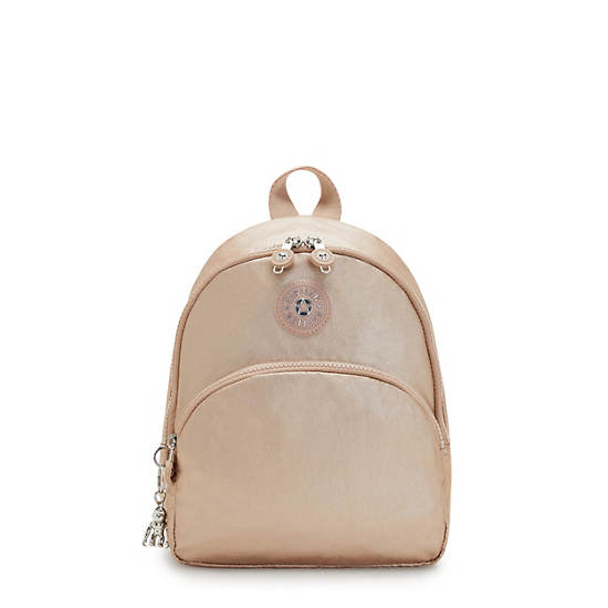 Gold Metal Kipling Paola Small Metallic Backpacks | 283907JMG