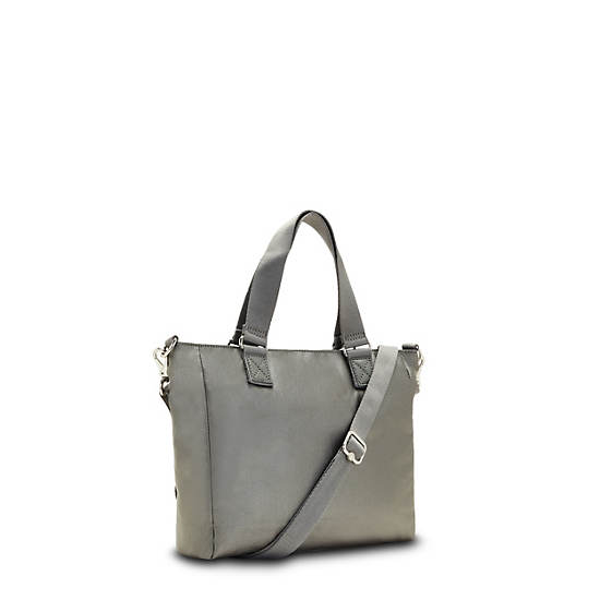 Grey Metal Kipling Venla Metallic Tote Bags | 421395QVT