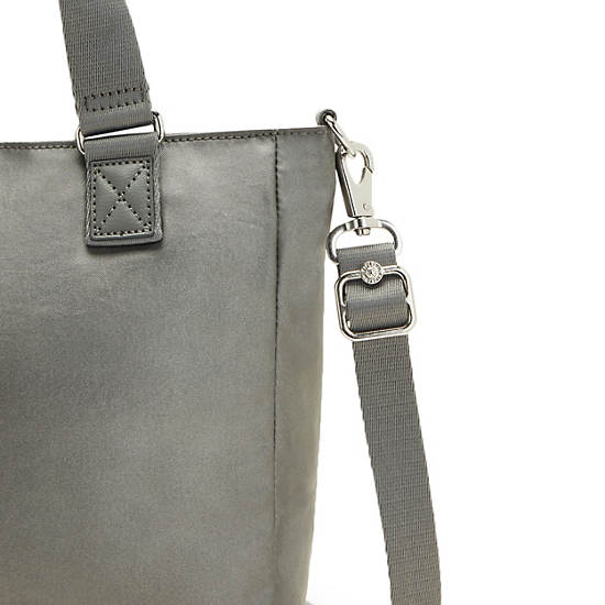 Grey Metal Kipling Venla Metallic Tote Bags | 421395QVT