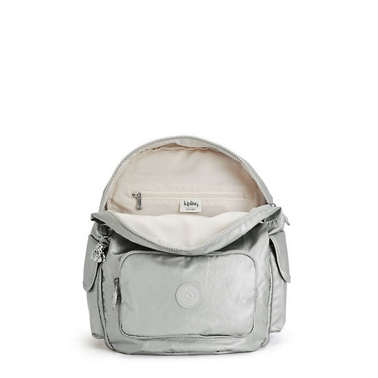 Light Metal Kipling City Pack Small Metallic Backpacks | 279658IRE