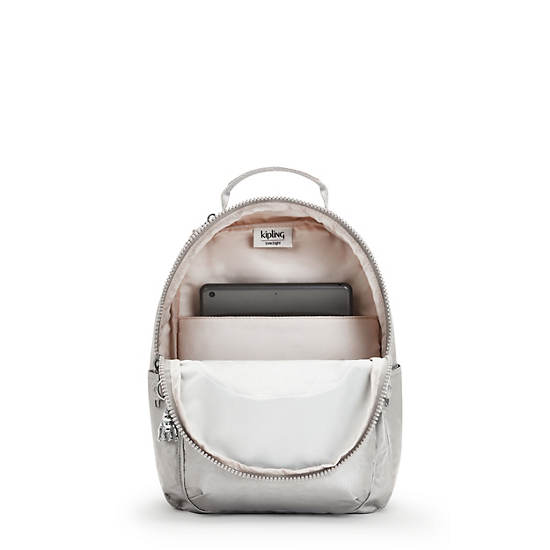 Light Metal Kipling Seoul Small Metallic Tablet Backpacks | 158762EKN