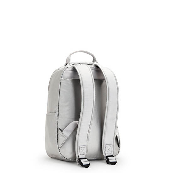 Light Metal Kipling Seoul Small Metallic Tablet Backpacks | 158762EKN