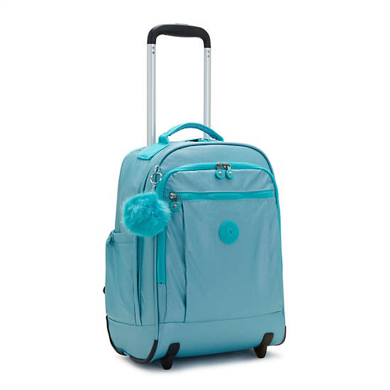 Light Turquoise Kipling Gaze Large Metallic Rolling Backpacks | 709534WJR