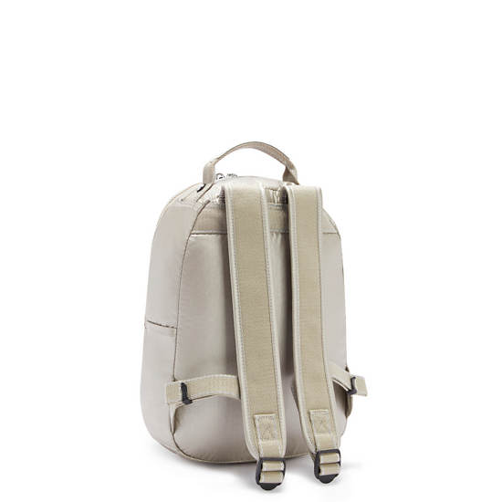 Metal Kipling Seoul Small Metallic Tablet Backpacks | 098675QTE