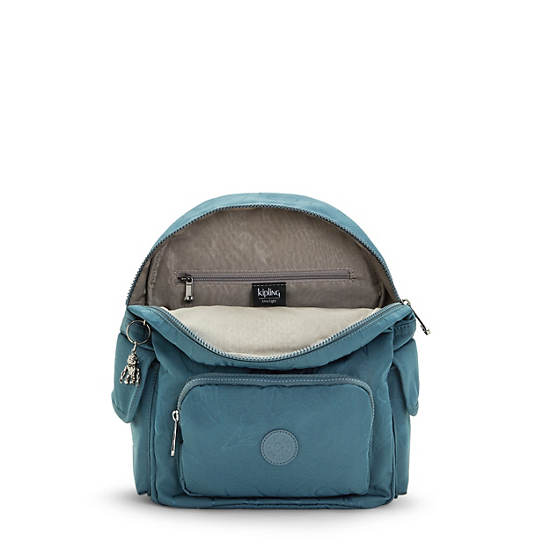 Navy Grey Kipling City Pack Small Classic Printed Backpacks | 972401WRC